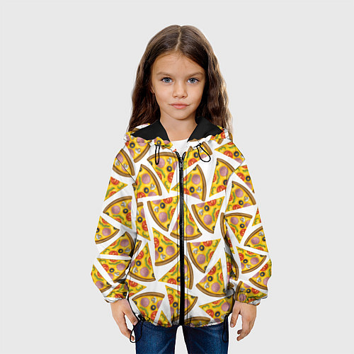 Детская куртка Кусочки вкусной пиццы / 3D-Черный – фото 3