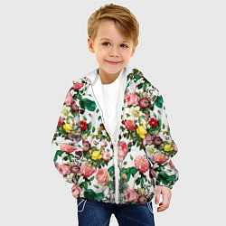 Куртка с капюшоном детская Узор из летних роз Summer Roses Pattern, цвет: 3D-белый — фото 2