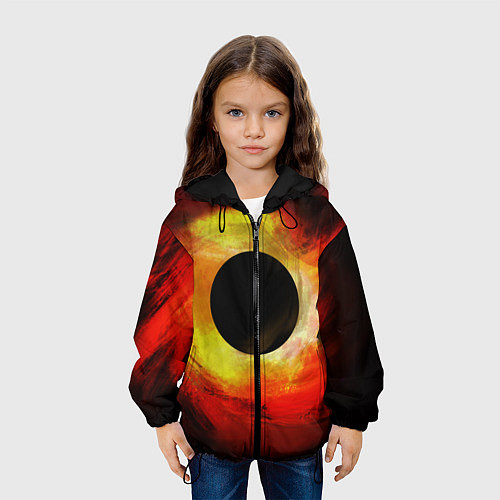 Детская куртка Черная дыра на красно-желтом фоне / 3D-Черный – фото 3