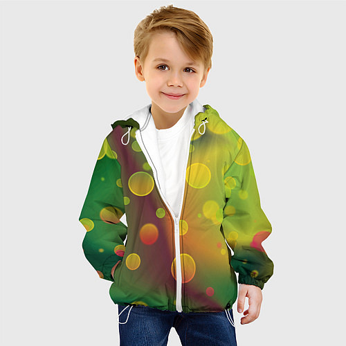 Детская куртка Кружочки на разноцветном фоне / 3D-Белый – фото 4