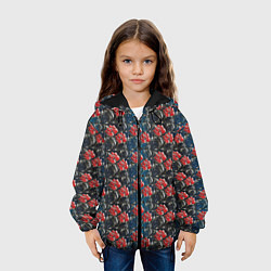 Куртка с капюшоном детская Flowers Pattern, цвет: 3D-черный — фото 2