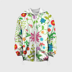 Куртка с капюшоном детская Поле полевых цветов, цвет: 3D-белый