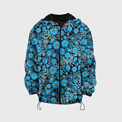 Куртка с капюшоном детская Поле синих цветов, цвет: 3D-черный