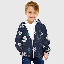 Куртка с капюшоном детская Ночные цветы на ночной поляне, цвет: 3D-белый — фото 2