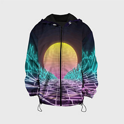 Куртка с капюшоном детская Vaporwave Закат солнца в горах Neon, цвет: 3D-черный