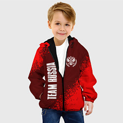 Куртка с капюшоном детская РОССИЯ - ГЕРБ Team Russia Спрей, цвет: 3D-черный — фото 2
