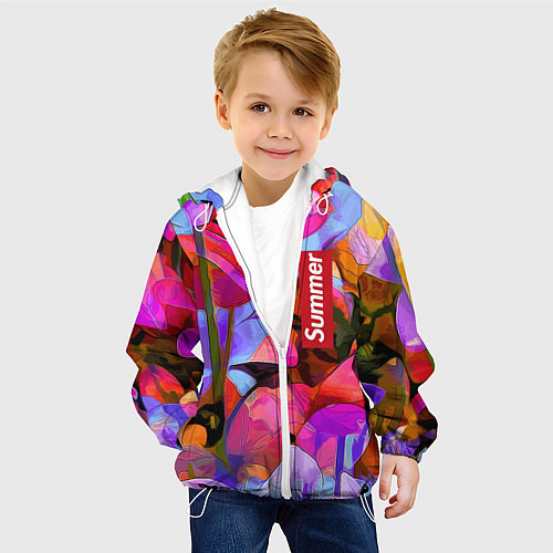 Детская куртка Красочный летний цветочный паттерн Summer color pa / 3D-Белый – фото 4