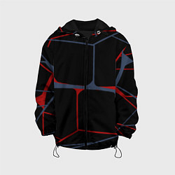 Куртка с капюшоном детская Геометрические линии сине-красные, цвет: 3D-черный