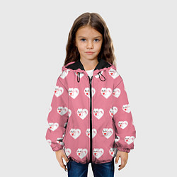 Куртка с капюшоном детская Орнамент сердце кот, цвет: 3D-черный — фото 2