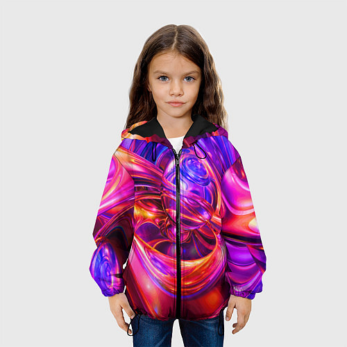 Детская куртка Abstract color neon composition Абстрактная неонов / 3D-Черный – фото 3