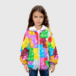 Куртка с капюшоном детская Мармеладные мишки разноцветные, цвет: 3D-белый — фото 2
