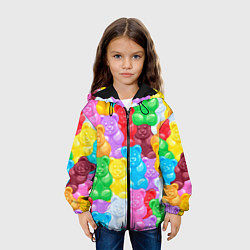 Куртка с капюшоном детская Мармеладные мишки разноцветные, цвет: 3D-черный — фото 2