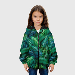 Куртка с капюшоном детская Green plants pattern, цвет: 3D-черный — фото 2