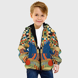 Куртка с капюшоном детская Египетский орнамент, цвет: 3D-черный — фото 2