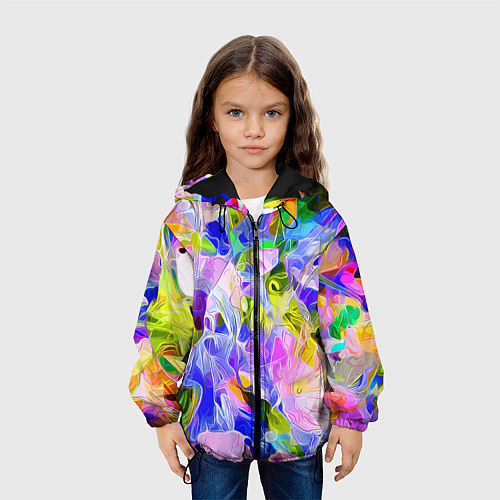 Детская куртка Красочный цветочный узор Весна - Лето 2023 Colorfu / 3D-Черный – фото 3