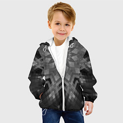 Куртка с капюшоном детская Серый геометрический орнамент-калейдоскоп, цвет: 3D-белый — фото 2
