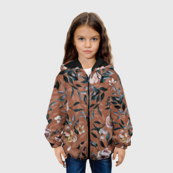 Куртка с капюшоном детская Цветы Сад Кирпичного Цвета, цвет: 3D-черный — фото 2