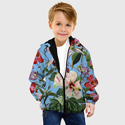 Куртка с капюшоном детская Цветы Сине-Цветочный Букет, цвет: 3D-черный — фото 2
