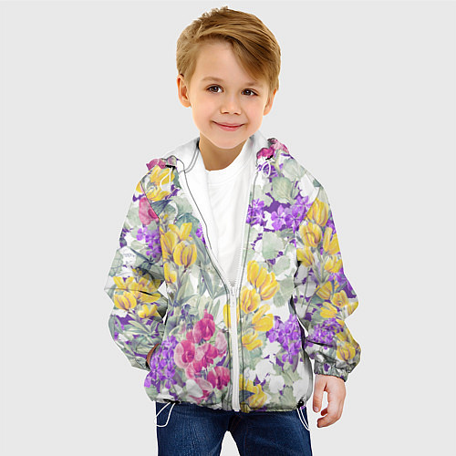 Детская куртка Цветы Красочный Луговой Узор / 3D-Белый – фото 4