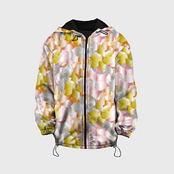 Куртка с капюшоном детская Абстрактные узоры цветы, цвет: 3D-черный