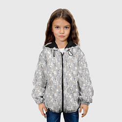 Куртка с капюшоном детская Белые объемные узоры, цвет: 3D-черный — фото 2