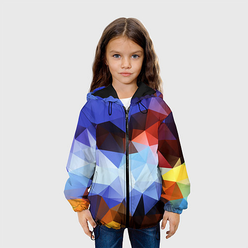 Детская куртка Абстрактный цветной узор из треугольников Abstract / 3D-Черный – фото 3