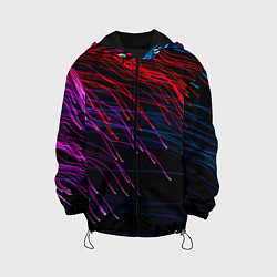 Куртка с капюшоном детская Цветные неоновые линии на чёрном фоне Colored neon, цвет: 3D-черный