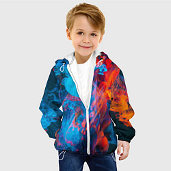 Куртка с капюшоном детская Красный и синий абстрактный дым, цвет: 3D-белый — фото 2