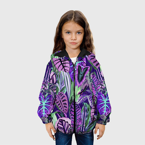 Детская куртка Цветы Яркие Тропики / 3D-Черный – фото 3