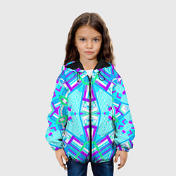 Куртка с капюшоном детская Геометрический орнамент в голубых тонах, цвет: 3D-черный — фото 2