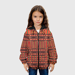 Куртка с капюшоном детская Ретро узор геометрия, цвет: 3D-черный — фото 2