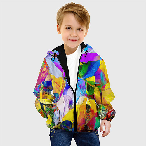 Детская куртка Цветы Буйство красок Flowers Riot of colors / 3D-Черный – фото 4