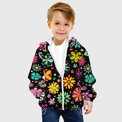 Куртка с капюшоном детская MULTICOLORED FLOWERS, цвет: 3D-белый — фото 2