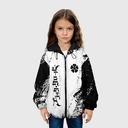 Детская куртка Black clover чёрный клевер вертикальная надпись / 3D-Черный – фото 3
