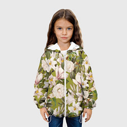 Куртка с капюшоном детская Цветы Лилии и Астры, цвет: 3D-белый — фото 2