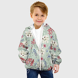 Куртка с капюшоном детская Цветы Зефирантес и Магнолии, цвет: 3D-белый — фото 2