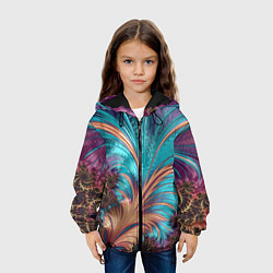 Куртка с капюшоном детская Floral composition Цветочная композиция, цвет: 3D-черный — фото 2