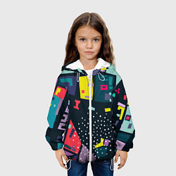 Куртка с капюшоном детская Абстракционизм Геометрические Формы и Фигуры, цвет: 3D-белый — фото 2
