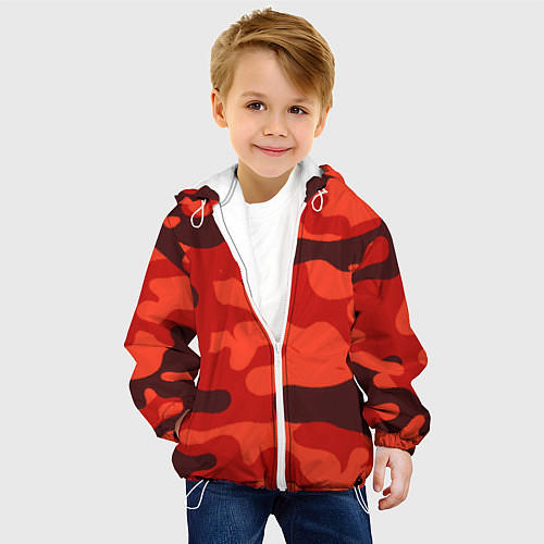 Детская куртка Рыжий камуфляж Огонь Пятна / 3D-Белый – фото 4