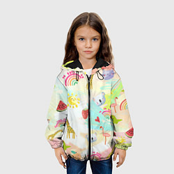 Куртка с капюшоном детская Красочные животные, цвет: 3D-черный — фото 2
