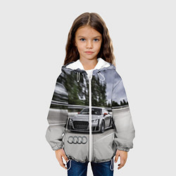 Куртка с капюшоном детская Ауди на скоростном шоссе Audi on the expressway, цвет: 3D-белый — фото 2