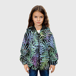Куртка с капюшоном детская Разноцветные Листья Пальм В Ночных Джунглях, цвет: 3D-черный — фото 2