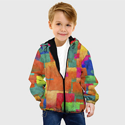 Куртка с капюшоном детская Красочная абстрактная композиция Мазки краски, цвет: 3D-черный — фото 2