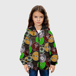 Куртка с капюшоном детская Диски группы OASIS, цвет: 3D-черный — фото 2