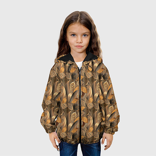 Детская куртка Абстрактные объемные листочки / 3D-Черный – фото 3