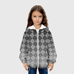 Куртка с капюшоном детская Геометрический узор в серых тонах градиент, цвет: 3D-белый — фото 2