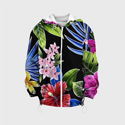Куртка с капюшоном детская Floral vanguard composition Летняя ночь Fashion tr, цвет: 3D-белый