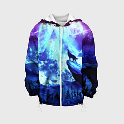 Детская куртка Волк, луна, скала