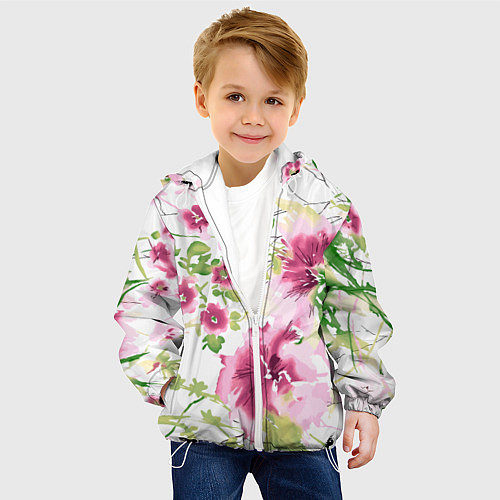 Детская куртка Полевые цветы Акварель Лето / 3D-Белый – фото 4