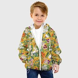 Куртка с капюшоном детская Цветы Солнечное Лето, цвет: 3D-белый — фото 2